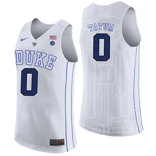 Male Duke Blue Devils White Jayson Tatum College Basketball Performance Jersey