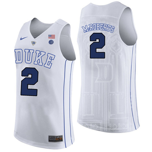 Male Duke Blue Devils White Josh McRoberts College Basketball Performance Jersey