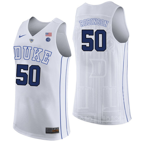 Male Duke Blue Devils White Justin Robinson College Basketball Performance Jersey