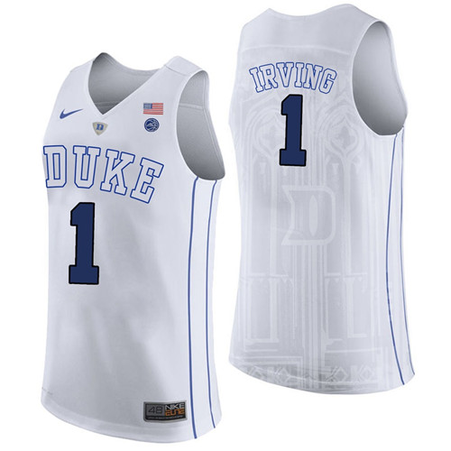 Male Duke Blue Devils White Kyrie Irving College Basketball Performance Jersey