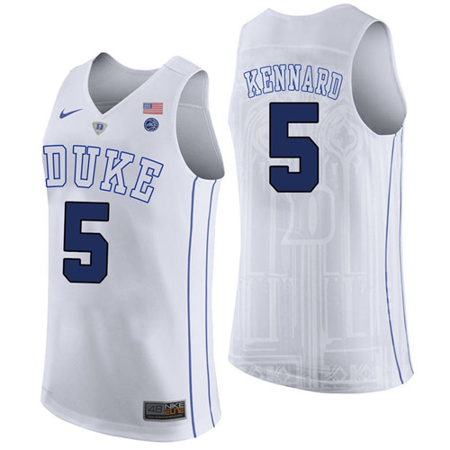 Male Duke Blue Devils White Luke Kennard College Basketball Performance Jersey
