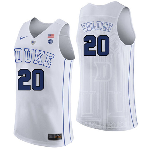 Male Duke Blue Devils White Marques Bolden College Basketball Performance Jersey