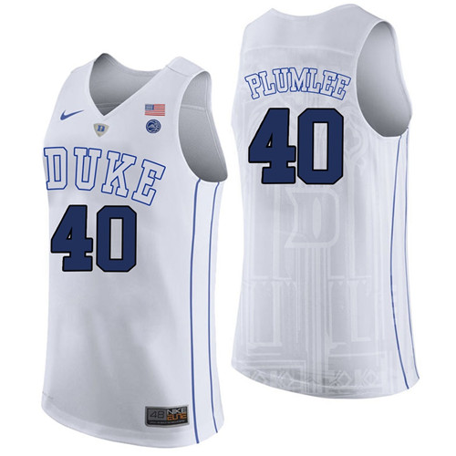 Male Duke Blue Devils White Marshall Plumlee College Basketball Performance Jersey