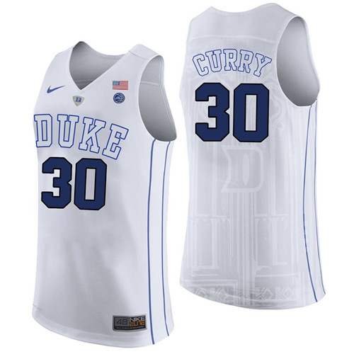 Male Duke Blue Devils White Seth Curry College Basketball Performance Jersey