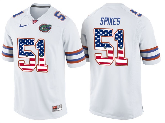 Male Florida Gators Brandon Spikes White 2017 US Flag Jersey
