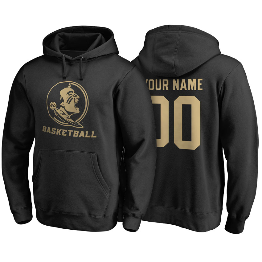 Male Florida State Seminoles Black Custom Name And Number Basketball Hoodie