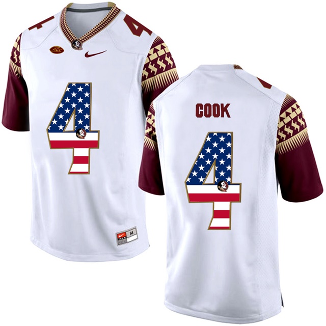Male Florida State Seminoles Dalvin Cook White 2017 US Flag Jersey