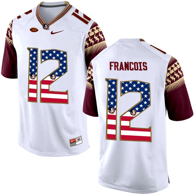 Male Florida State Seminoles Deondre Francois White 2017 US Flag Jersey