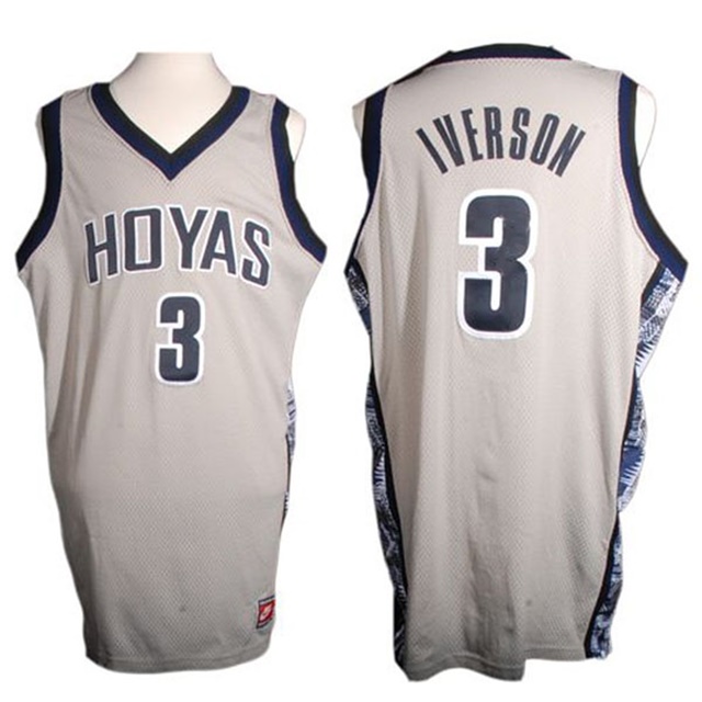 Male Georgetown Hoyas Gray Allen Iverson College Basketball Jersey