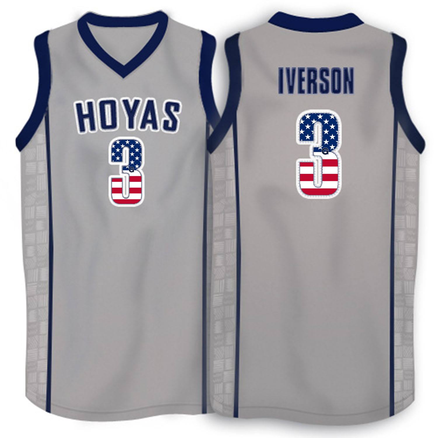Male Georgetown Hoyas Grey Allen Iverson College Basketball Jersey