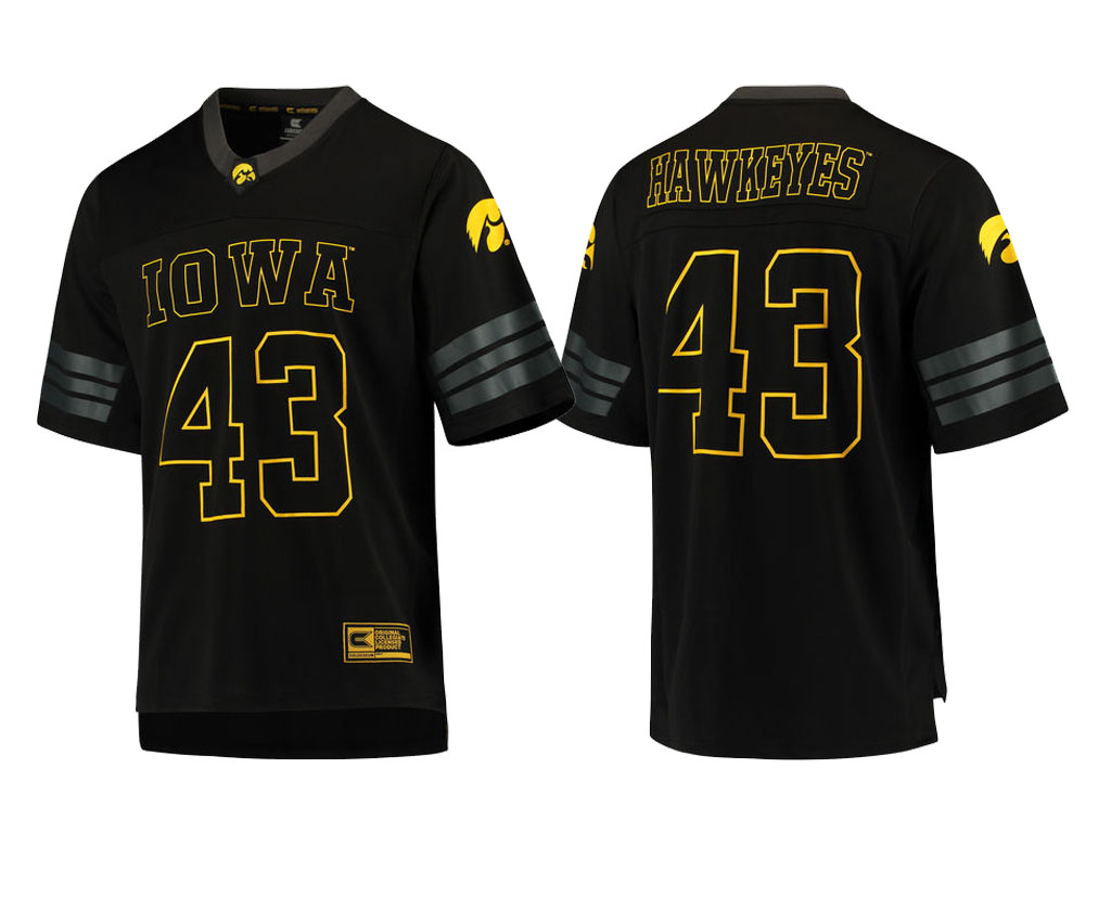 Male Iowa Hawkeyes Black College Colosseum Blackout Football Jersey