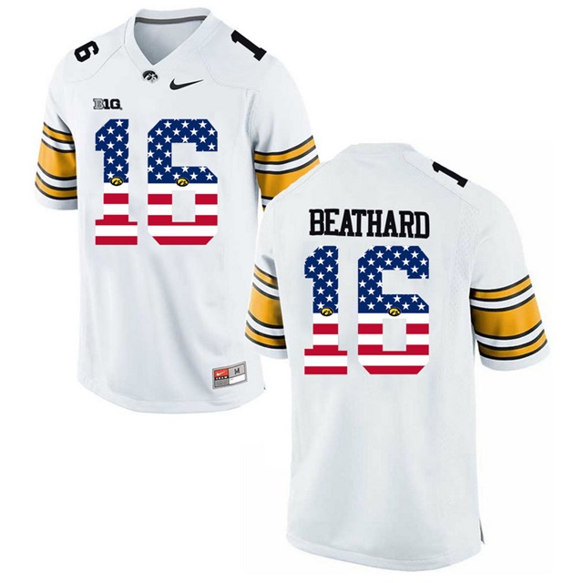 Male Iowa Hawkeyes C.J Beathard White 2017 US Flag Jersey