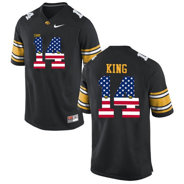 Male Iowa Hawkeyes Desmond King Black 2017 US Flag Jersey