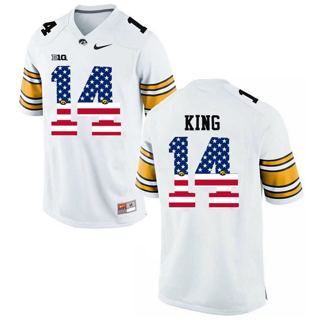Male Iowa Hawkeyes Desmond King White 2017 US Flag Jersey