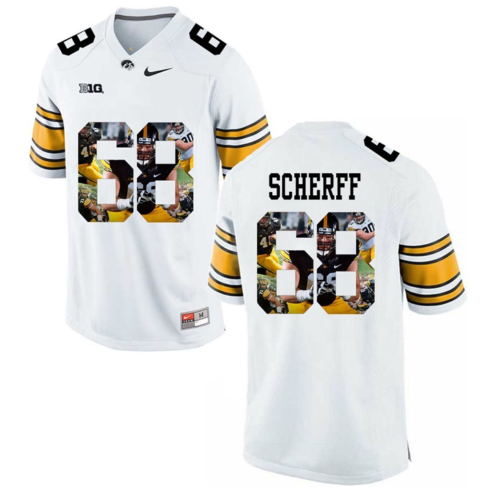 Male Iowa Hawkeyes White Brandon Scherff College Football Jersey