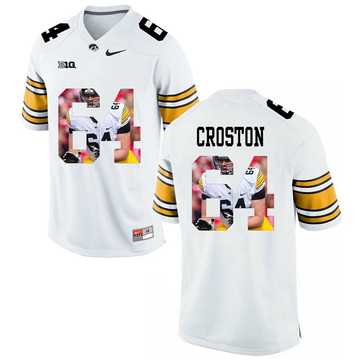 Male Iowa Hawkeyes White Cole Croston College Football Jersey