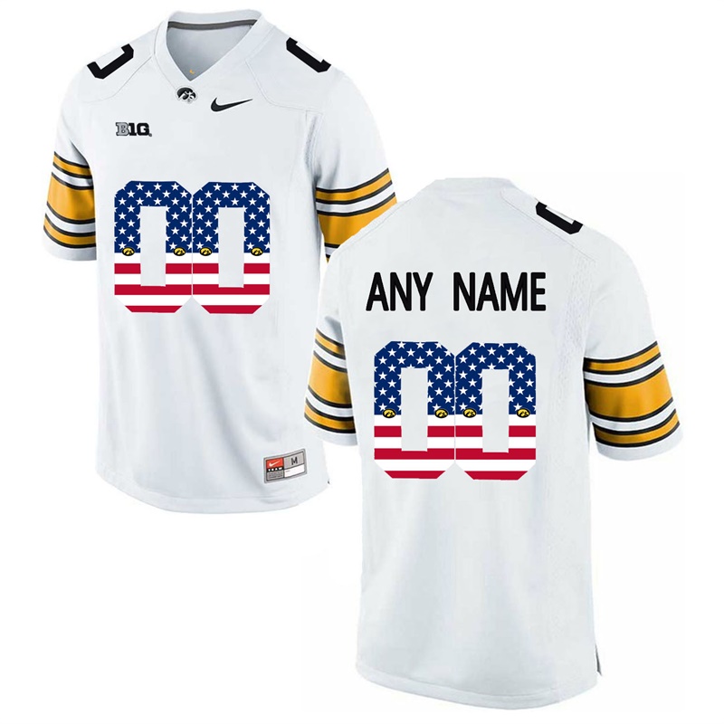 Male Iowa Hawkeyes White Custom College Football Limited Jersey