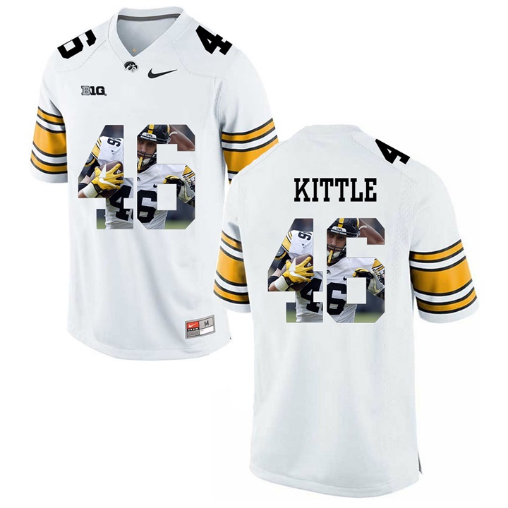 Male Iowa Hawkeyes White George Kittle College Football Jersey