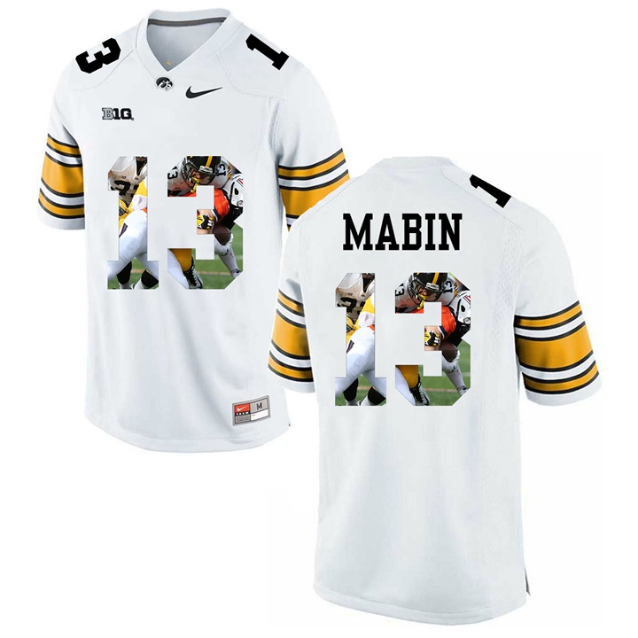 Male Iowa Hawkeyes White Greg Mabin College Football Jersey