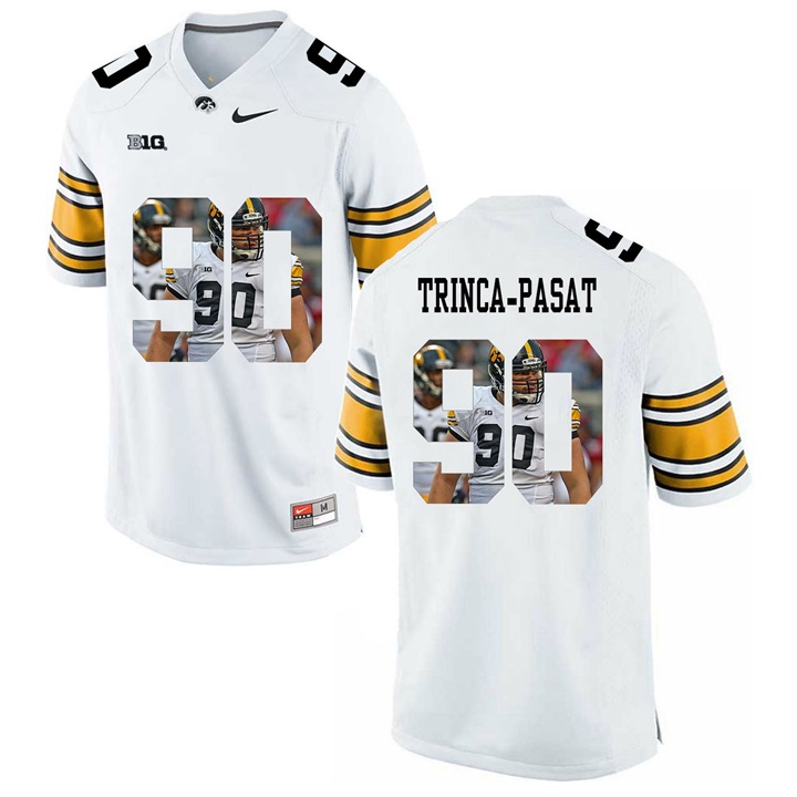 Male Iowa Hawkeyes White Louis Trinca-Pasat College Football Jersey