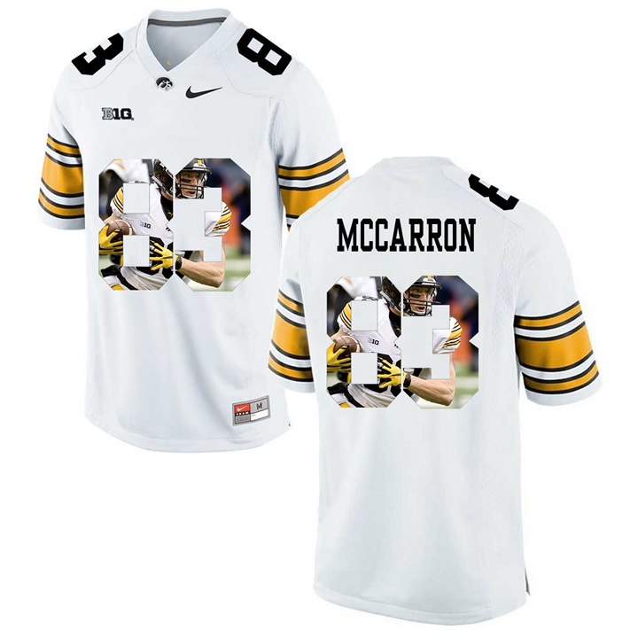 Male Iowa Hawkeyes White Riley McCarron College Football Jersey