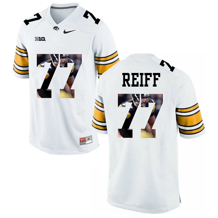 Male Iowa Hawkeyes White Riley Reiff College Football Jersey