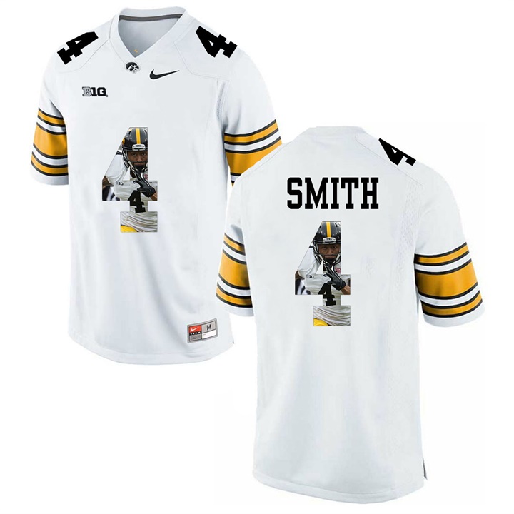 Male Iowa Hawkeyes White Tevaun Smith College Football Jersey