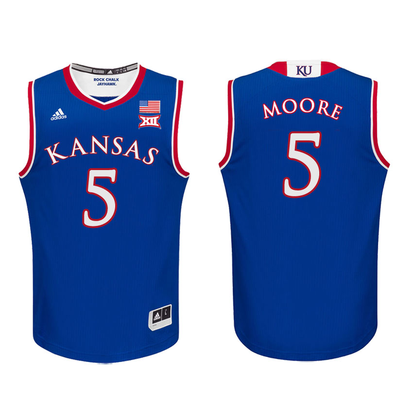 Male Kansas Jayhawks Royal Charlie Moore College Basketball Jersey