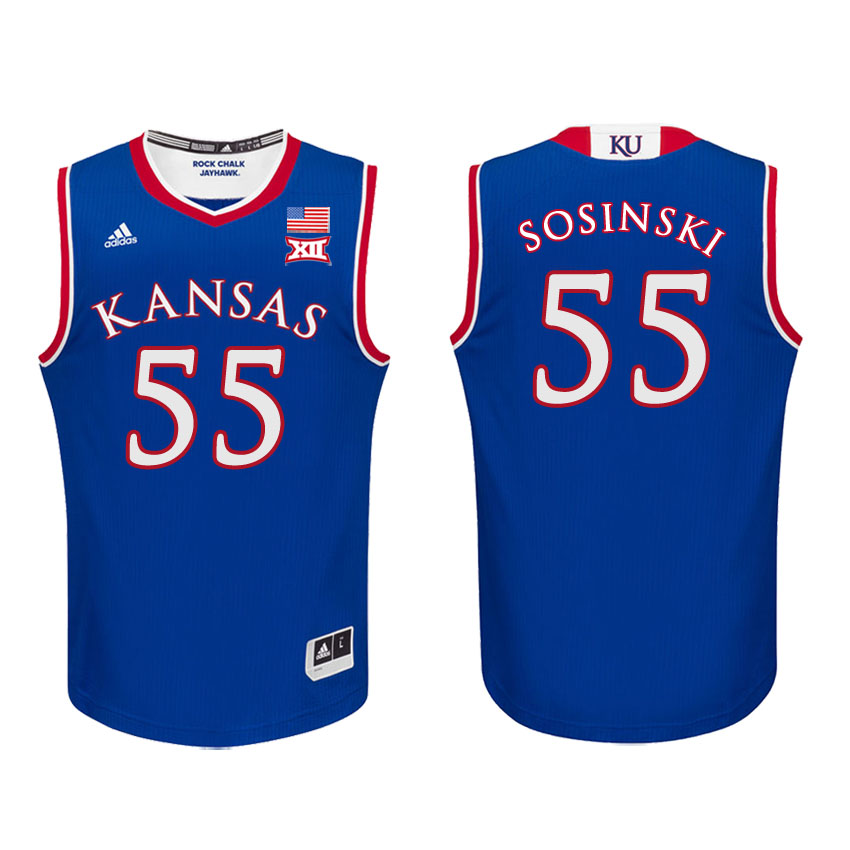 Male Kansas Jayhawks Royal James Sosinski College Basketball Jersey