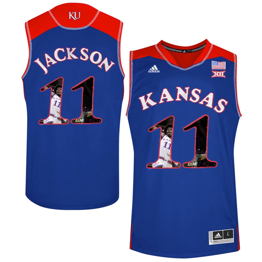 Male Kansas Jayhawks Royal Josh Jackson NCAA Basketball Jersey with Player Pictorial