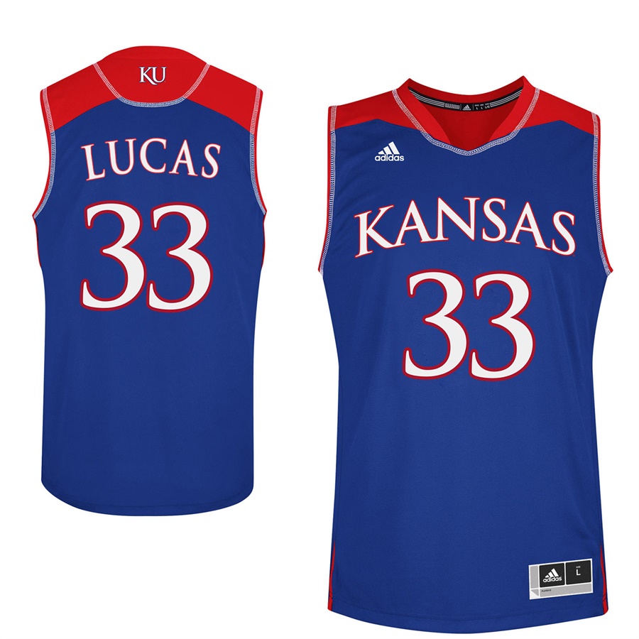 Male Kansas Jayhawks Royal Landen Lucas College Basketball Jersey