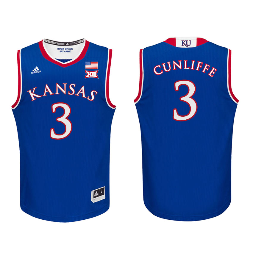 Male Kansas Jayhawks Royal Sam Cunliffe College Basketball Jersey