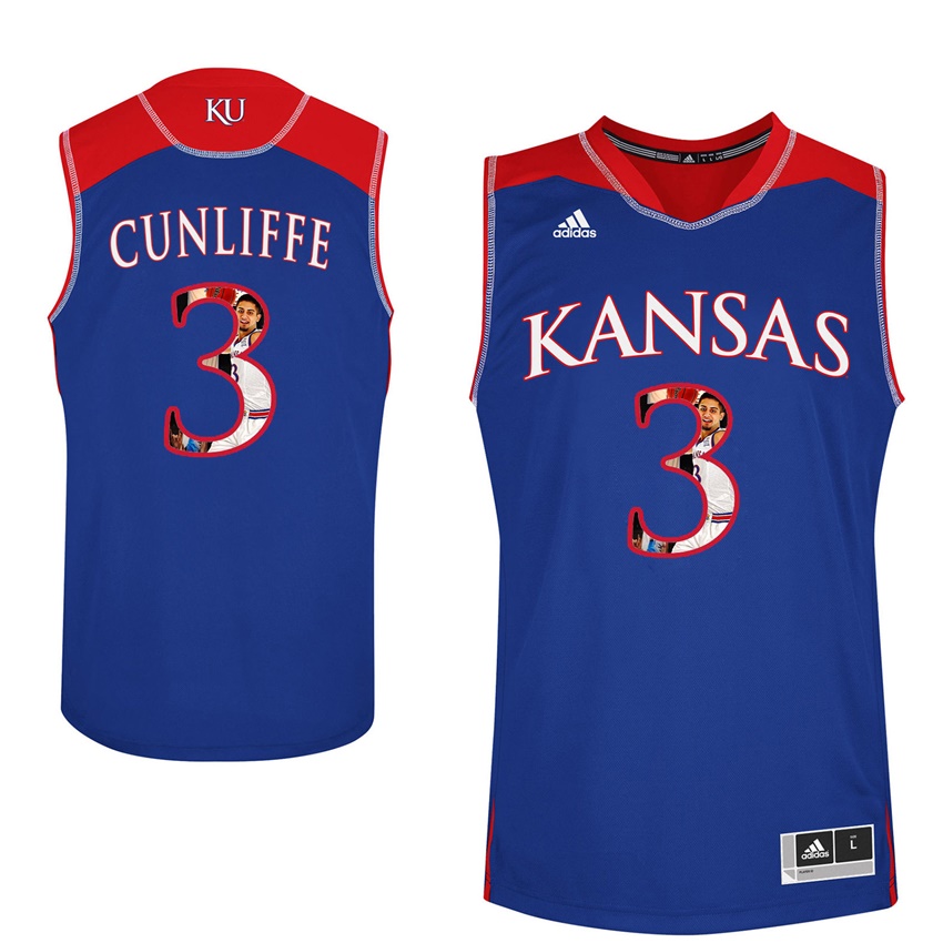 Male Kansas Jayhawks Royal Sam Cunliffe College Basketball Portrait Jersey