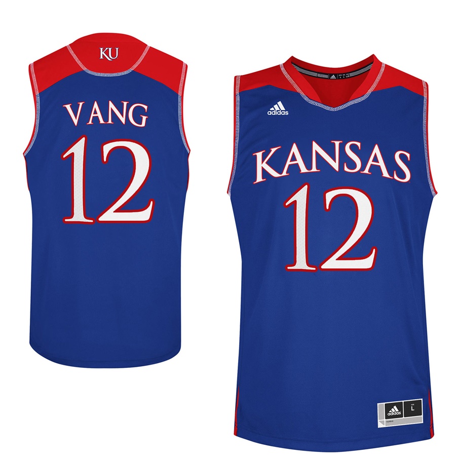 Male Kansas Jayhawks Royal Tucker Vang College Basketball Jersey