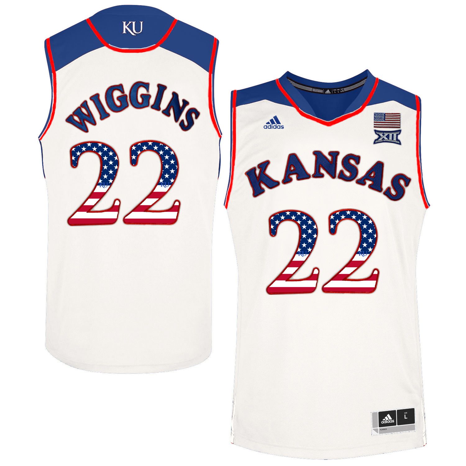 Male Kansas Jayhawks White Andrew Wiggins College Basketball Jersey