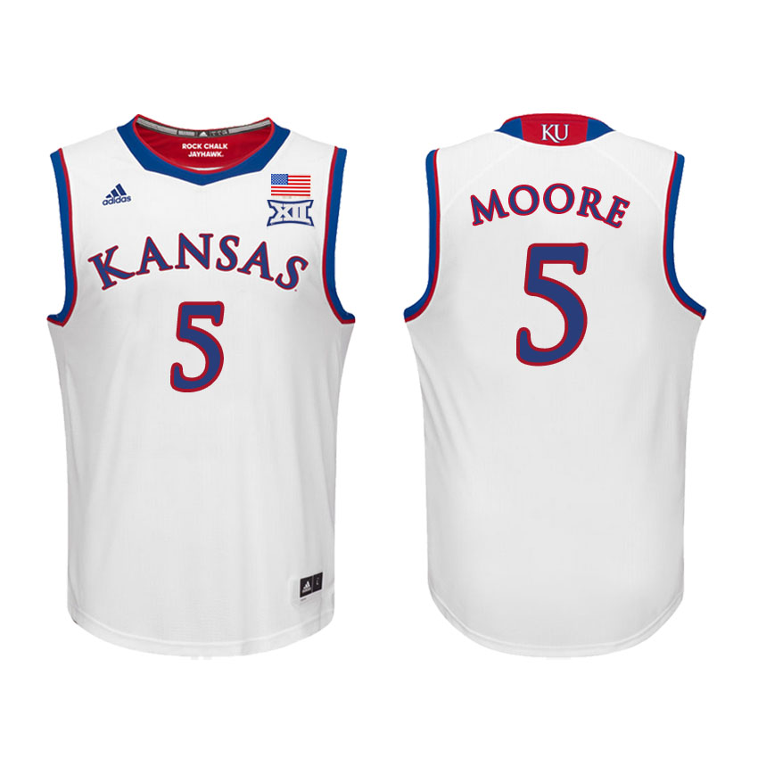 Male Kansas Jayhawks White Charlie Moore College Basketball Jersey
