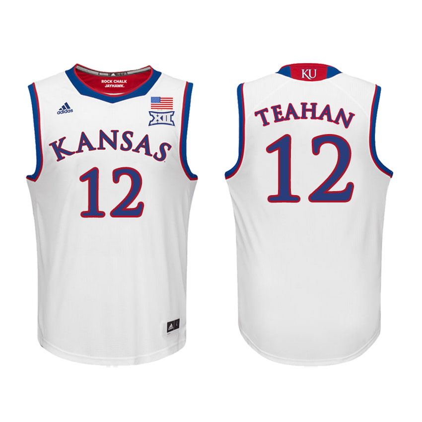 Male Kansas Jayhawks White Chris Teahan College Basketball Jersey