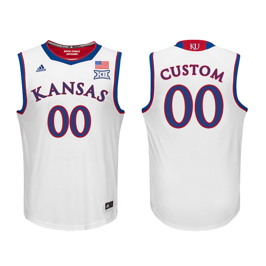 Male Kansas Jayhawks White Custom College Basketball Jersey