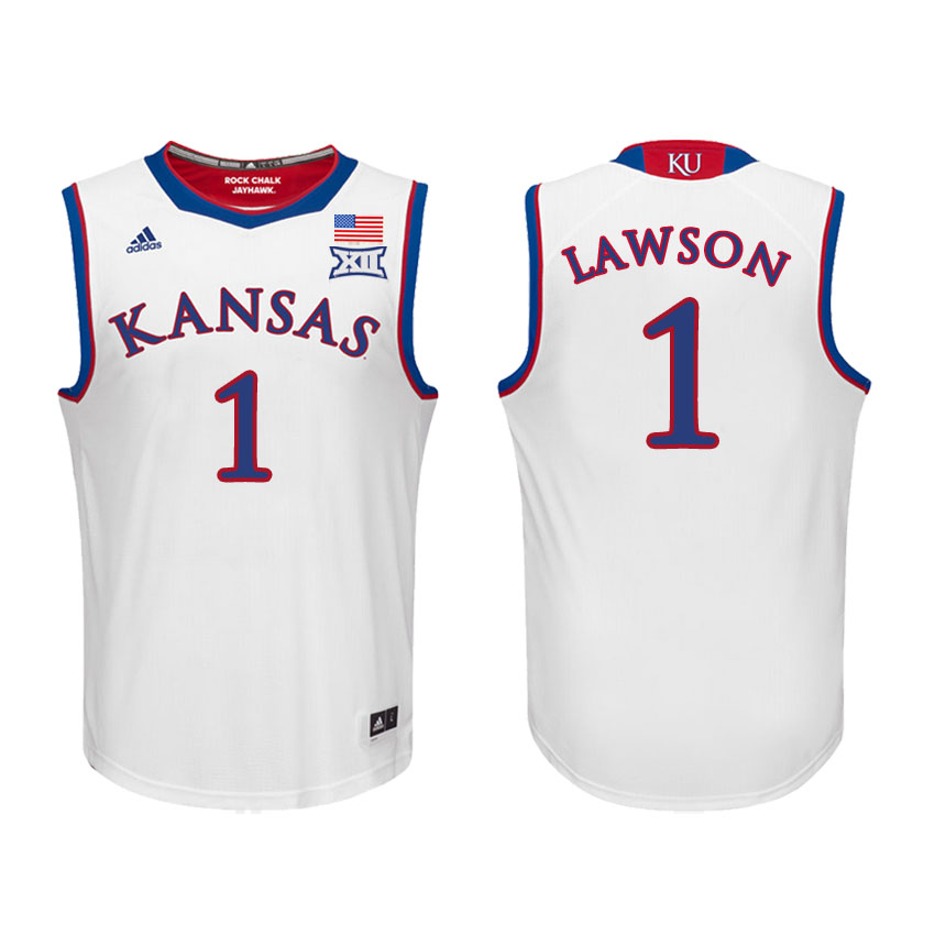 Male Kansas Jayhawks White Dedric Lawson College Basketball Jersey