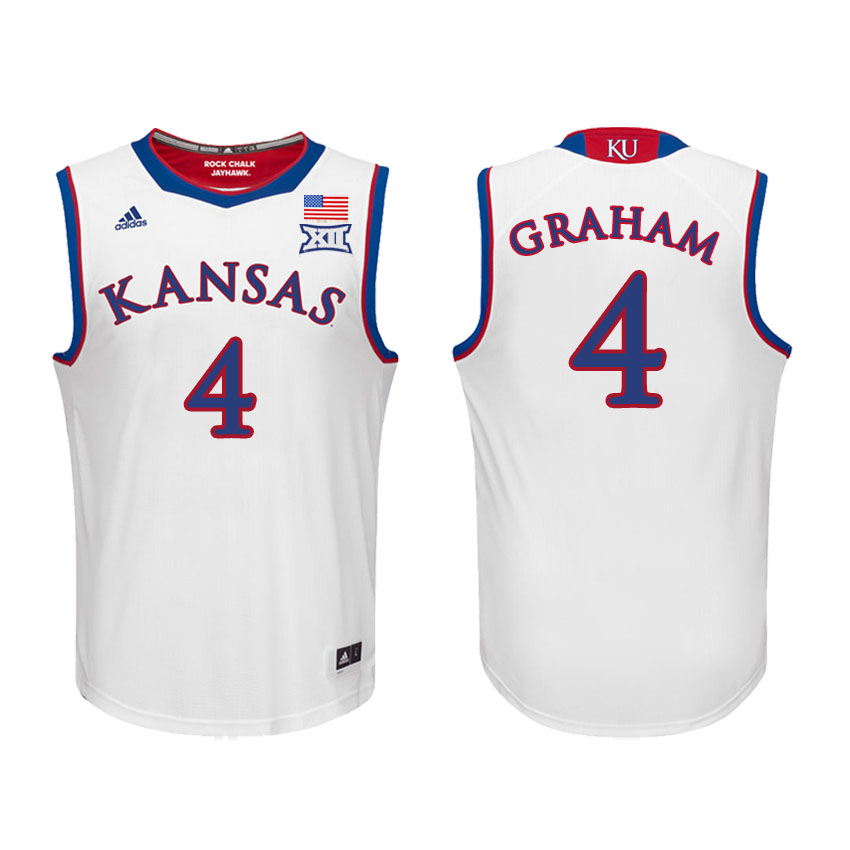 Male Kansas Jayhawks White Devonte' Graham College Basketball Jersey