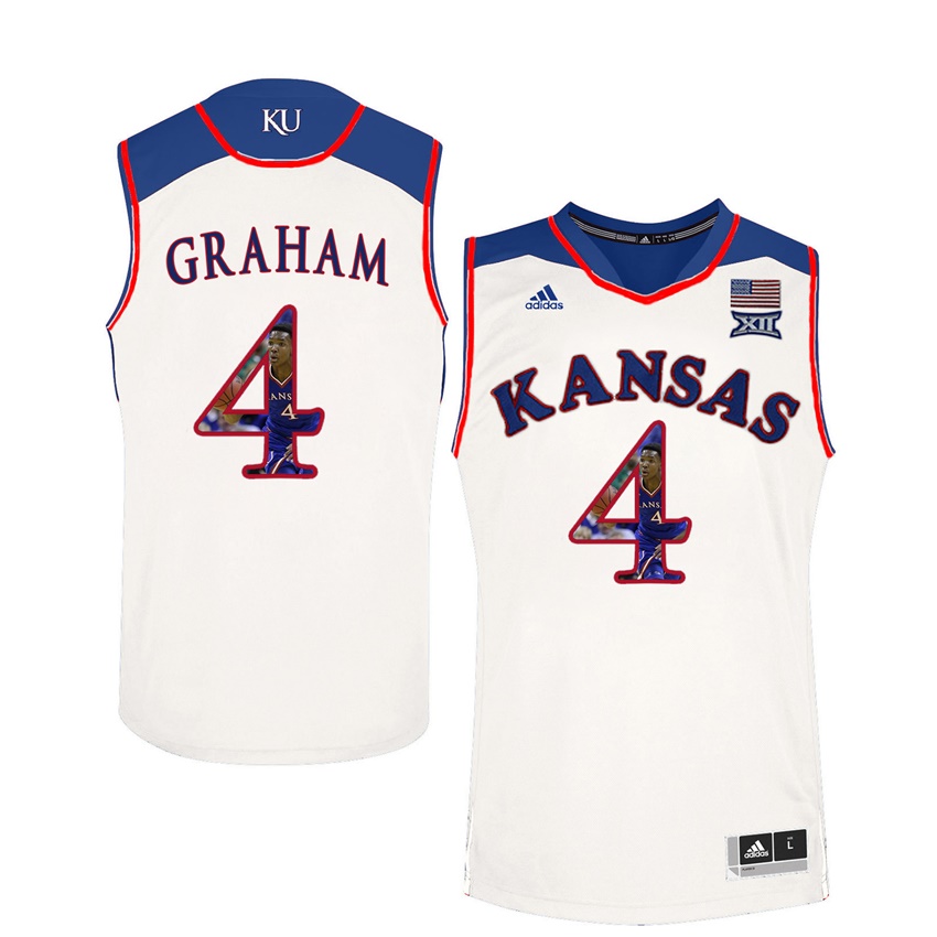 Male Kansas Jayhawks White Devonte' Graham College Basketball Portrait Jersey