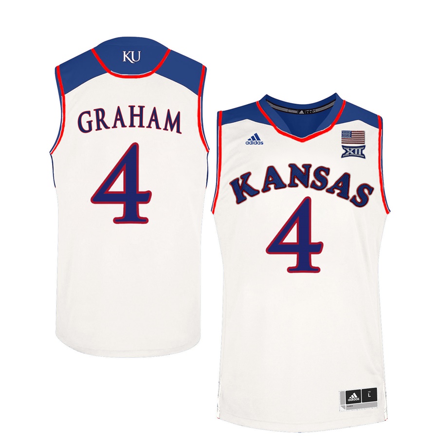 Male Kansas Jayhawks White Devonte Graham College Basketball Jersey