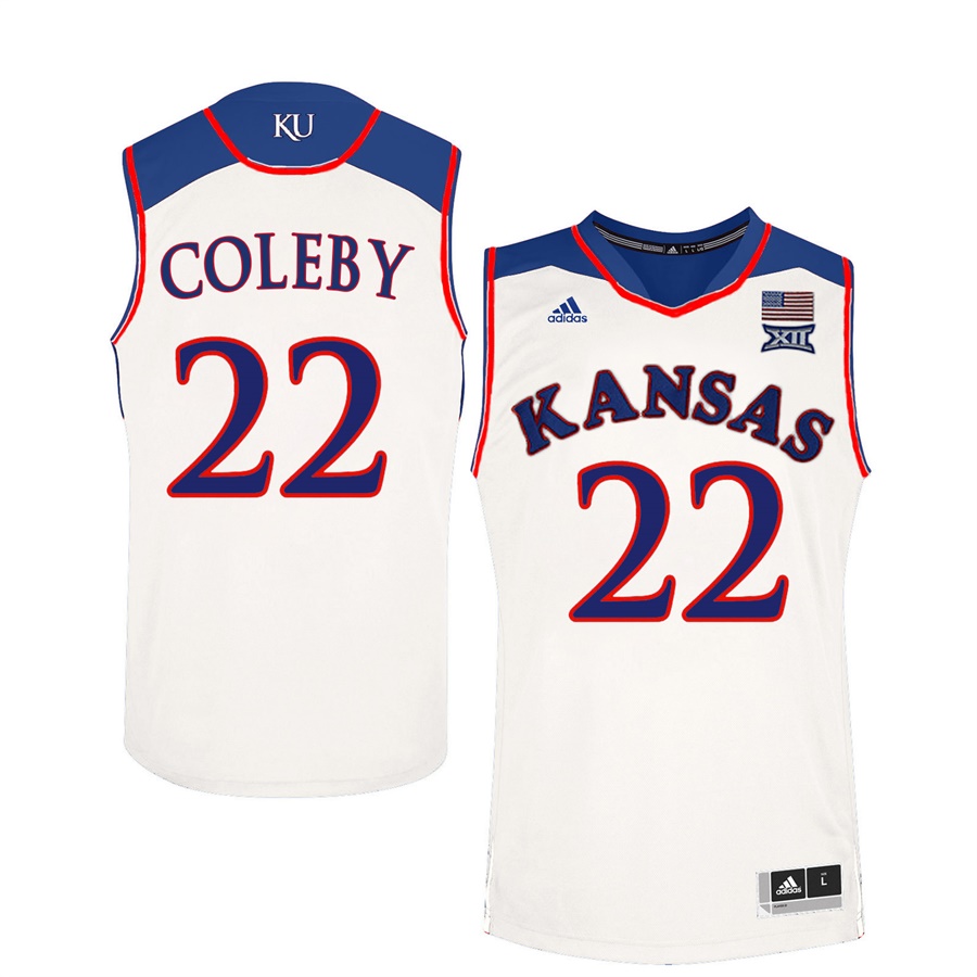 Male Kansas Jayhawks White Dwight Coleby College Basketball Jersey