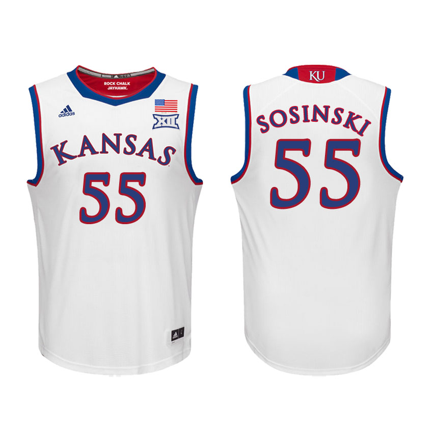 Male Kansas Jayhawks White James Sosinski College Basketball Jersey