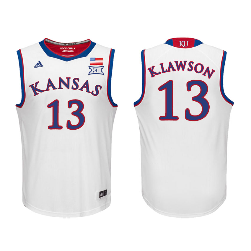 Male Kansas Jayhawks White K.J. Lawson College Basketball Jersey