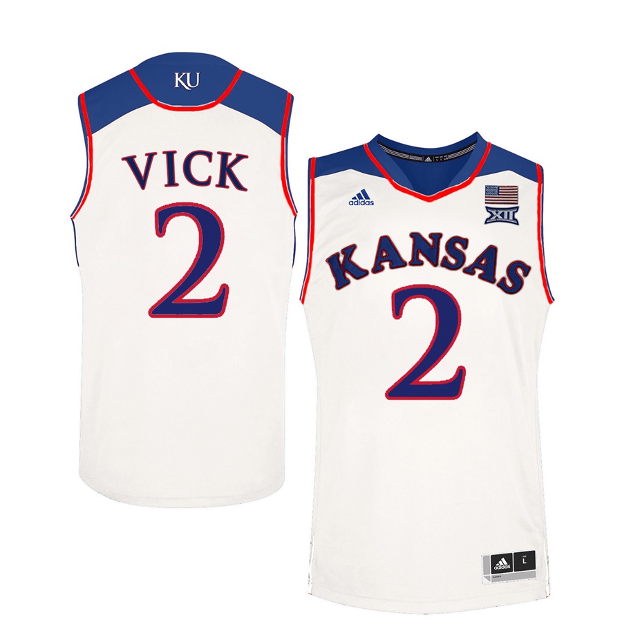 Male Kansas Jayhawks White Lagerald Vick College Basketball Jersey1