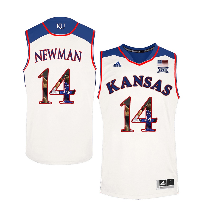 Male Kansas Jayhawks White Malik Newman College Basketball Portrait Jersey