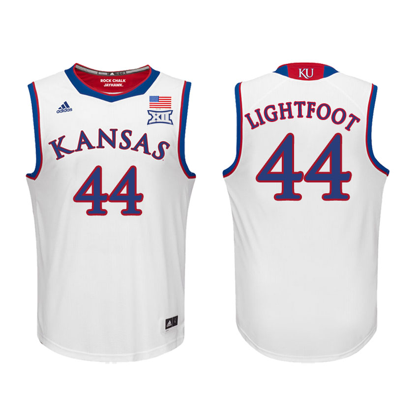 Male Kansas Jayhawks White Mitch Lightfoot College Basketball Jersey