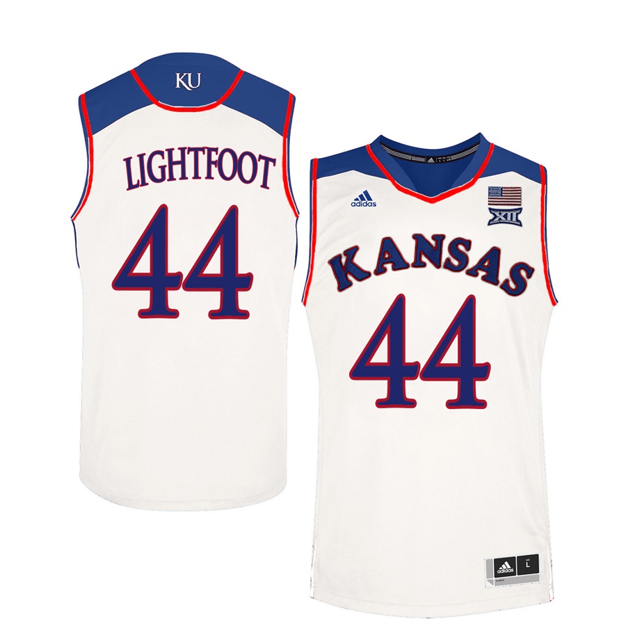 Male Kansas Jayhawks White Mitch Lightfoot College Basketball Jersey1