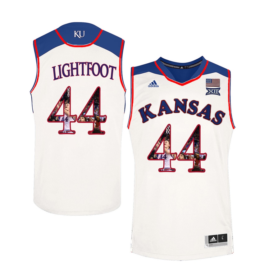 Male Kansas Jayhawks White Mitch Lightfoot College Basketball Portrait Jersey